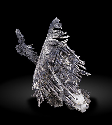 Silver with coatings of Acanthite and with Calcite. Side / Photo: Joaquim Calln