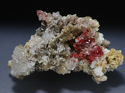 Cinnabar, Quartz, Calcite, Gypsum. 