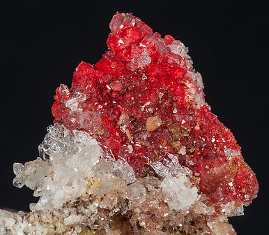 Cinnabar, Gypsum, Calcite. Detail