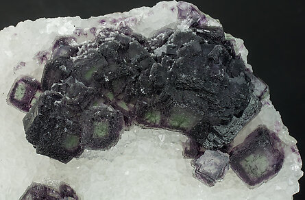 Fluorite, Quartz. Detail