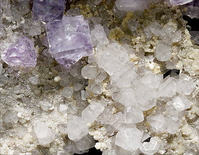 Topaz, Fluorite, Arsenopyrite, Quartz and Calcite. 