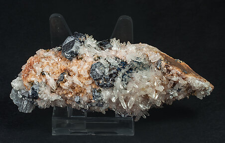 Galena, Quartz, Rhodochrosite, Calcite.