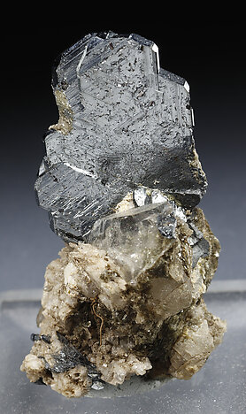 Hematite, Quartz (smoky variety). 