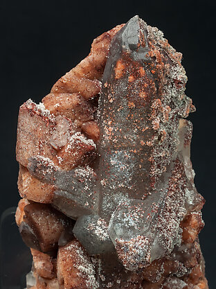 Microcline, Quartz, (variety smoky). Detail