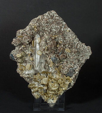 Siderite, Quartz, Arsenopyrite, Muscovite, Pyrite.
