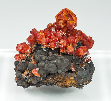 Vanadinite on manganese oxides. Rear