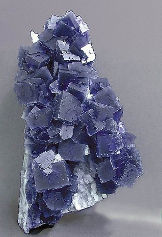 Fluorite with Quartz. neon light (day light)