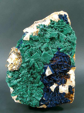 Malachite-Azurite on Fluorite. 