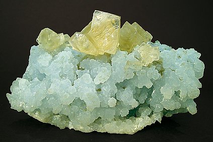 Calcite on Prehnite. 