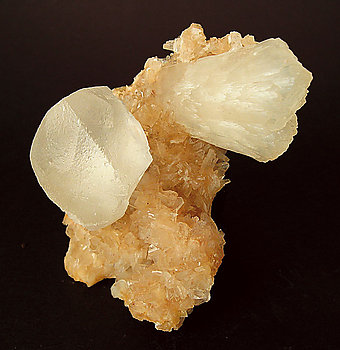 Stilbite-Ca with Calcite and Heulandite-Ca. 