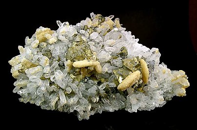 Chalcopyrite with Calcite and Quartz.