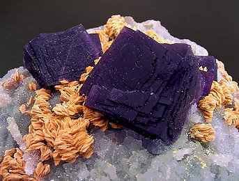 Fluorite with Rhodochrosite and Quartz. 