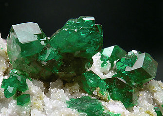 Dioptase on Calcite. Rear