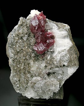 Twinned Cinnabar with Quartz and Dolomite. 