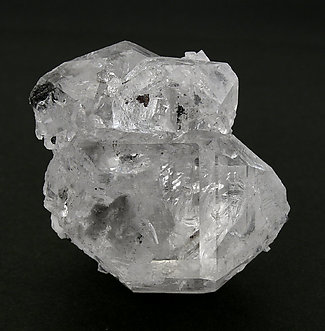 Quartz (doubly terminated) with Fluorite and hydrocarbon inclusions. Front