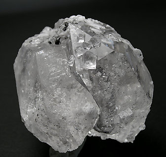 Quartz (doubly terminated) with Fluorite and hydrocarbon inclusions. Top
