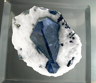 Benitoite with Neptunite on Natrolite. Top