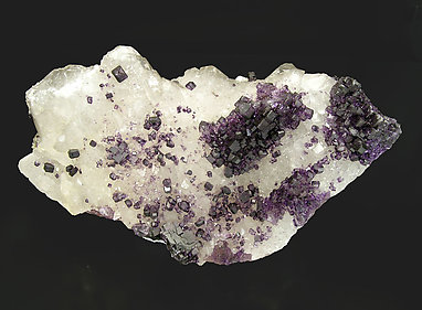 Fluorite on Quartz with Calcite.