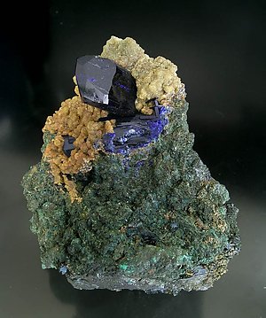 Azurite on Smithsonite. Front