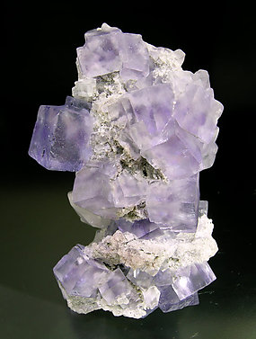 Fluorite with Calcite and Quartz.