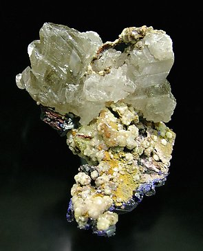 Cerussite with Smithsonite and Azurite.