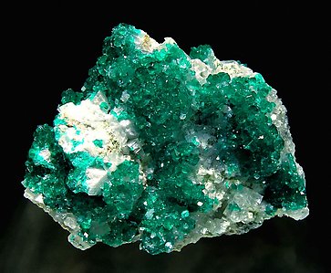 Dioptase with Calcite. Front