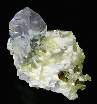 Herderite with Muscovite and Albite. Front