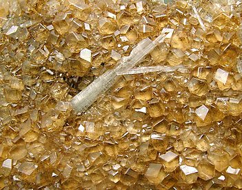 Grossular (variety hessonite) with Wollastonite. 