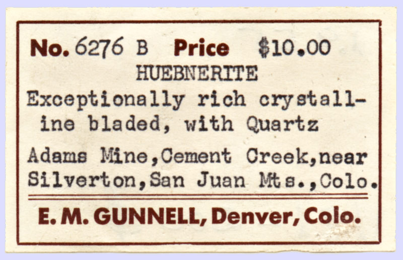 Hübnerita con Cuarzo - Adams Mine, Arroyo Cement, Silverton, Distrito