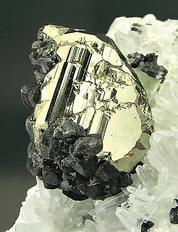Pyrite with Quartz and Sphalerite. 