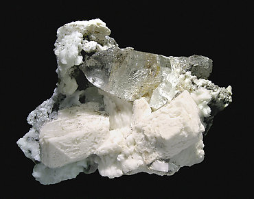 Topaz with Albite, Orthoclase, Muscovite and Fluorapatite.