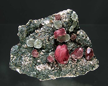 Rhodochrosite with Fluorite.