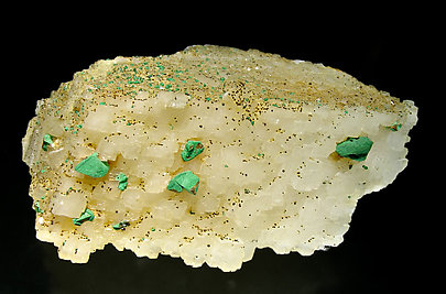 Chalcopyrite with Malachite on Dolomite.