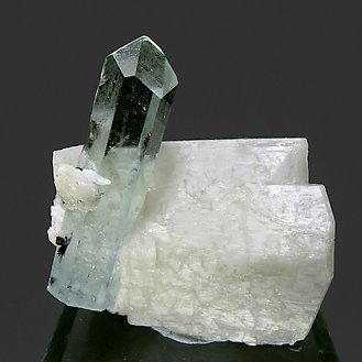 Beryl (variety aquamarine) with feldspar and Schorl.