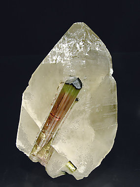 Elbaite with smoky Quartz. 