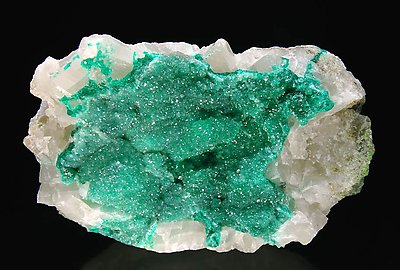 Dioptase with Calcite.