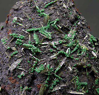 Olivenite with Malachite. 