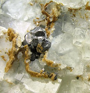 Fluorite with Galena and Calcite. 