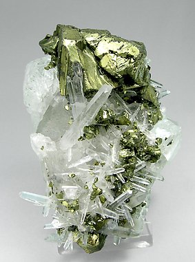 Chalcopyrite with Quartz and Fluorite.