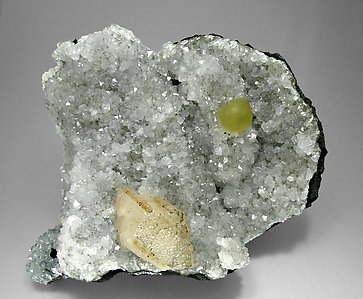 Fluorite with Calcite and Quartz.