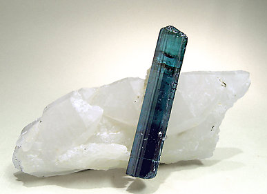 Elbaite (indicolite) with Quartz. Front