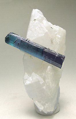 Elbaite (indicolite) with Quartz. Side