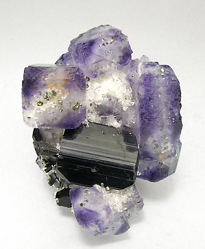 Ferberite with Fluorite, Quartz and Pyrite. Side