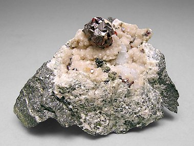 Proustite with manganoan Calcite and Quartz.