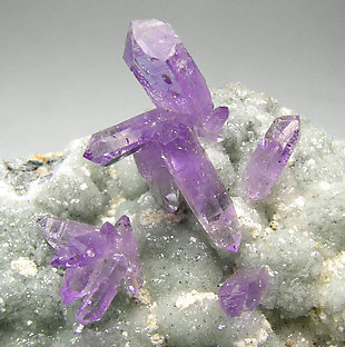 Quartz (variety amethyst) with Calcite. 