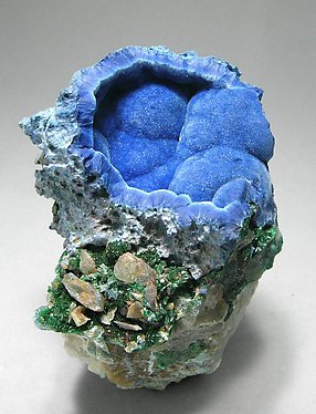 Shattuckite with Cerussite and Malachite.