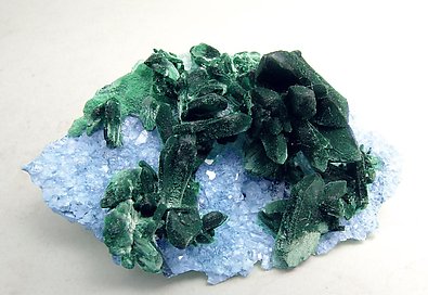 Malachite pseudo Azurite with Quartz and Chrysocolla.