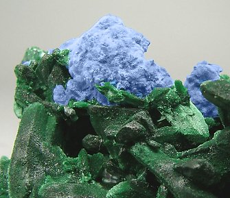 Malachite pseudo Azurite with Plancheite. 