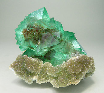 Octahedral Fluorite with Quartz. Front