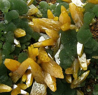 Wulfenite with Mimetite. 